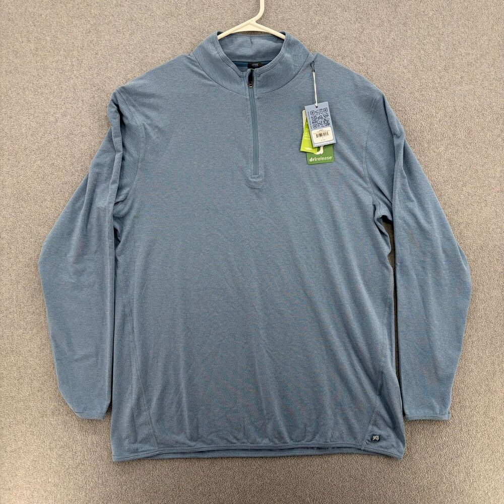 Amble Coastal 1/4 Zip Pullover XL Blue Heather Drirelease Golf NWT Stretch